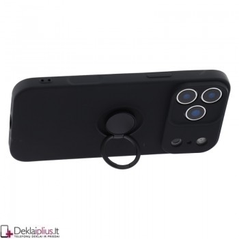 Guminis dėklas su žiedu - juodas (Apple Iphone 17 Pro/Iphone 18 Pro) Guminis dėklas su žiedu - juodas (Apple Iphone 17 Pro/Iphone 18 Pro)